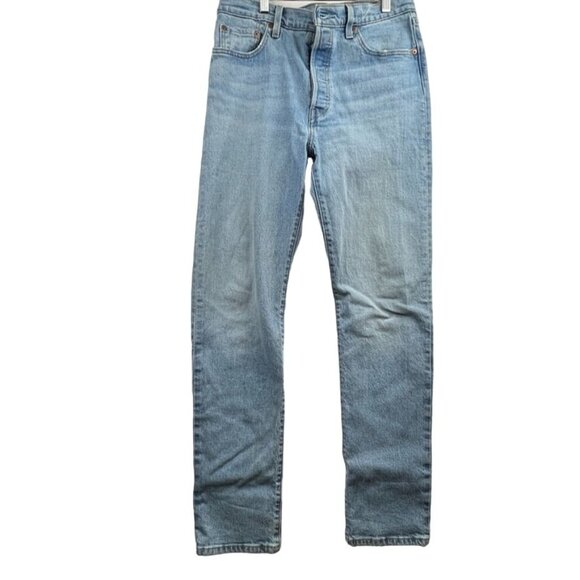 Levi's 501 Mens Button Fly Skinny Jeans Size W29 L32 Medium Wash Blue Denim - Picture 1 of 16